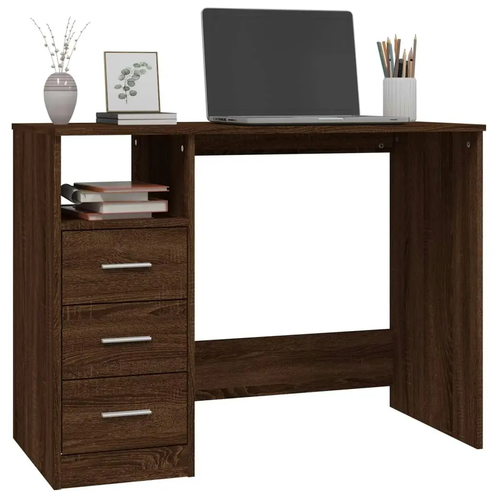 Desk with Drawers Brown Oak 102x50x76 cm Engineered Wood 823039