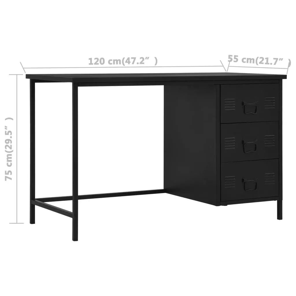 Desk with Drawers Industrial Black 120x55x75 cm Steel 145361