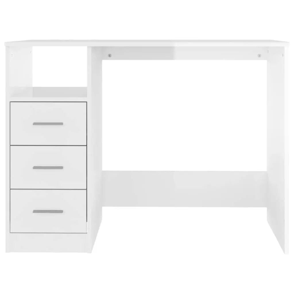 Desk with Drawers High Gloss White 102x50x76 cm Engineered Wood 823034