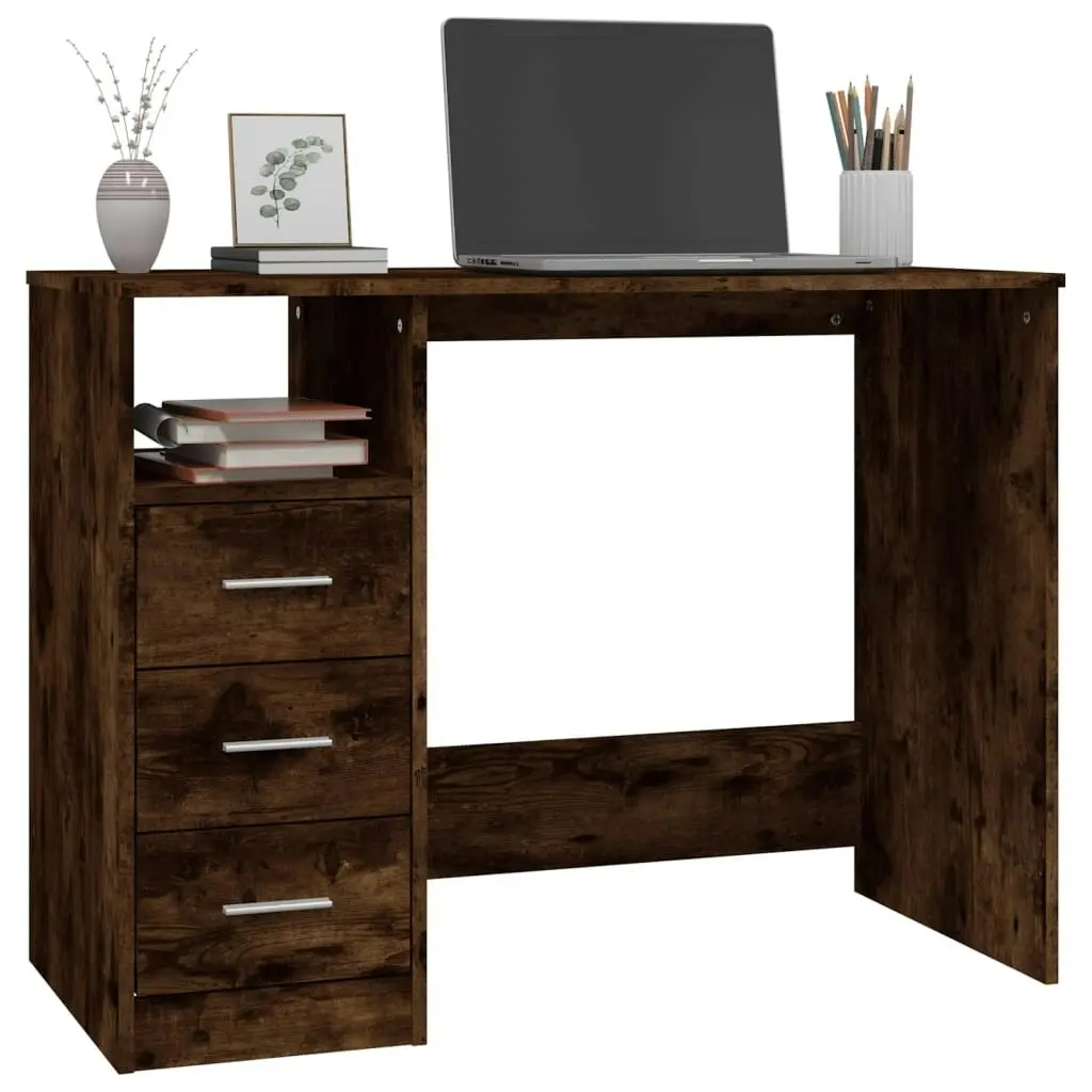 Desk with Drawers Smoked Oak 102x50x76 cm Engineered Wood 823037