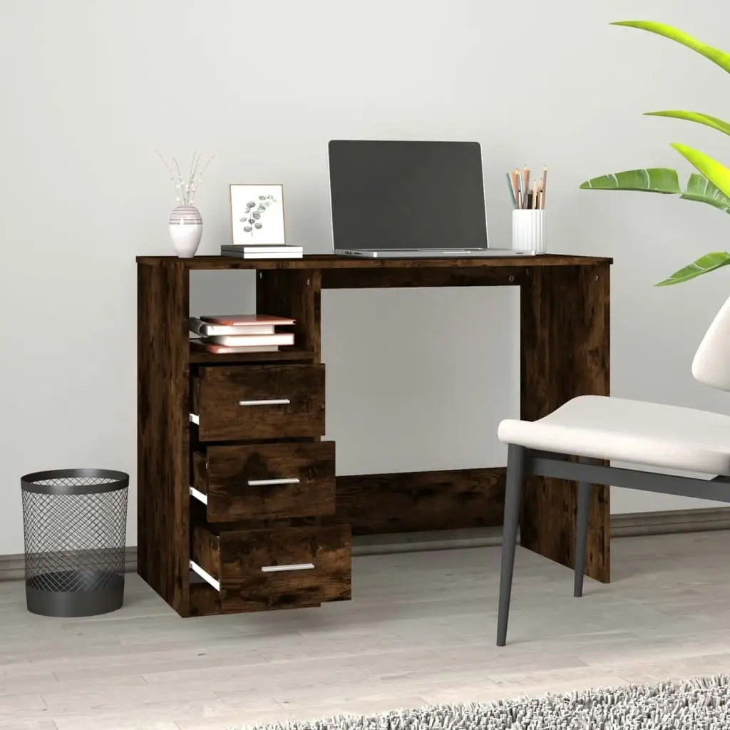 Desk with Drawers Smoked Oak 102x50x76 cm Engineered Wood 823037