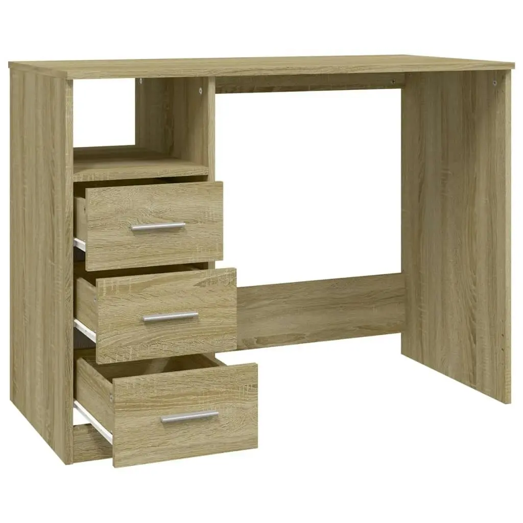 Desk with Drawers Sonoma Oak 102x50x76 cm Engineered Wood 823035