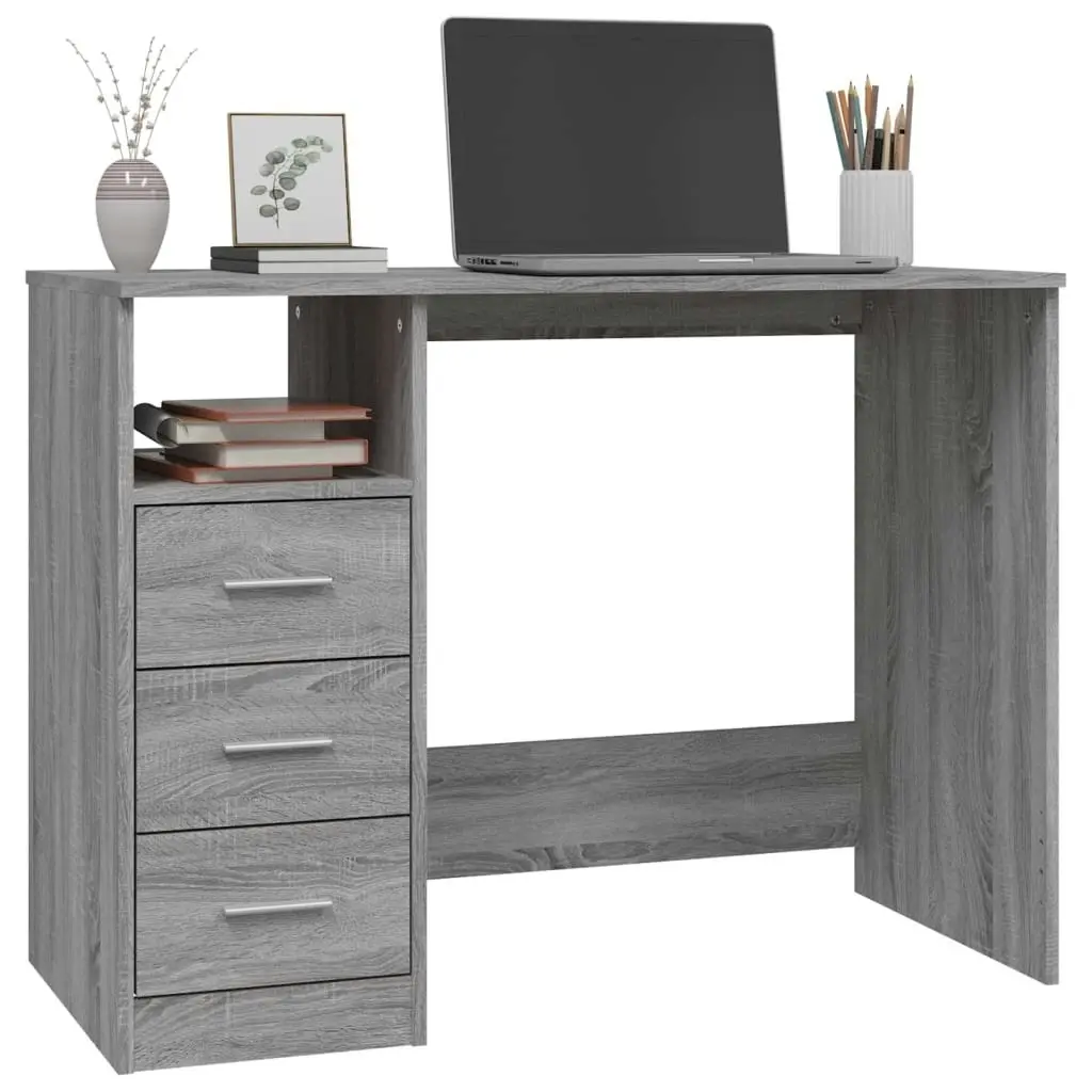 Desk with Drawers Grey Sonoma 102x50x76 cm Engineered Wood 823038