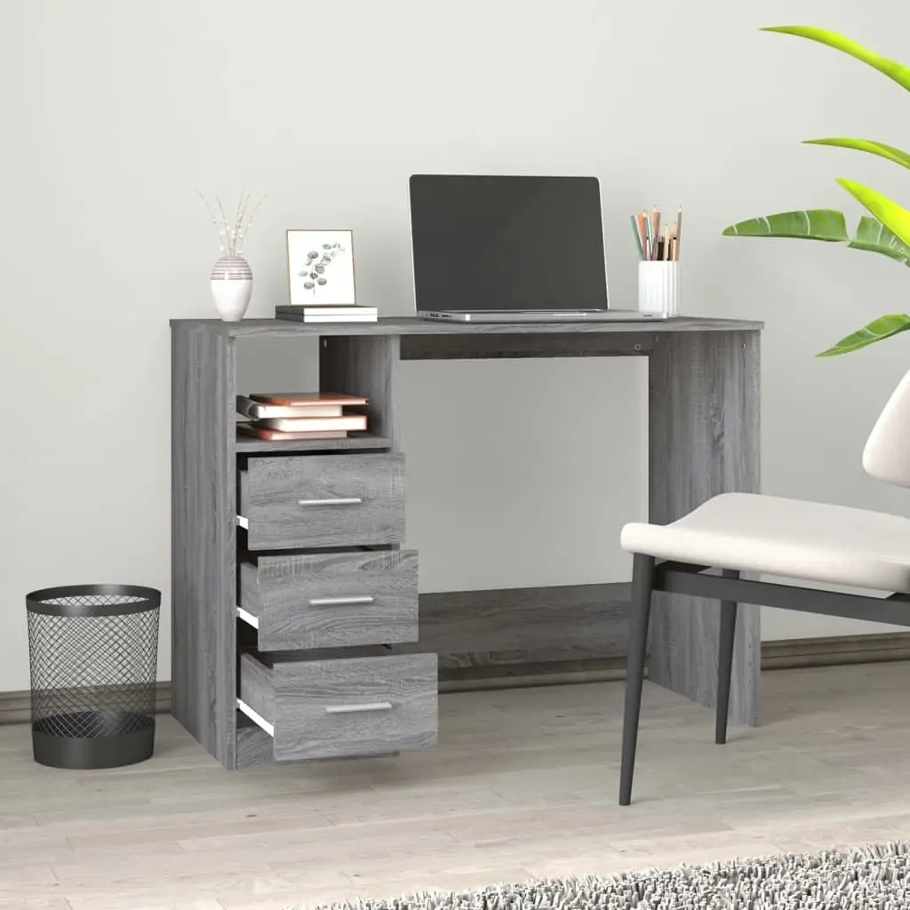 Desk with Drawers Grey Sonoma 102x50x76 cm Engineered Wood 823038