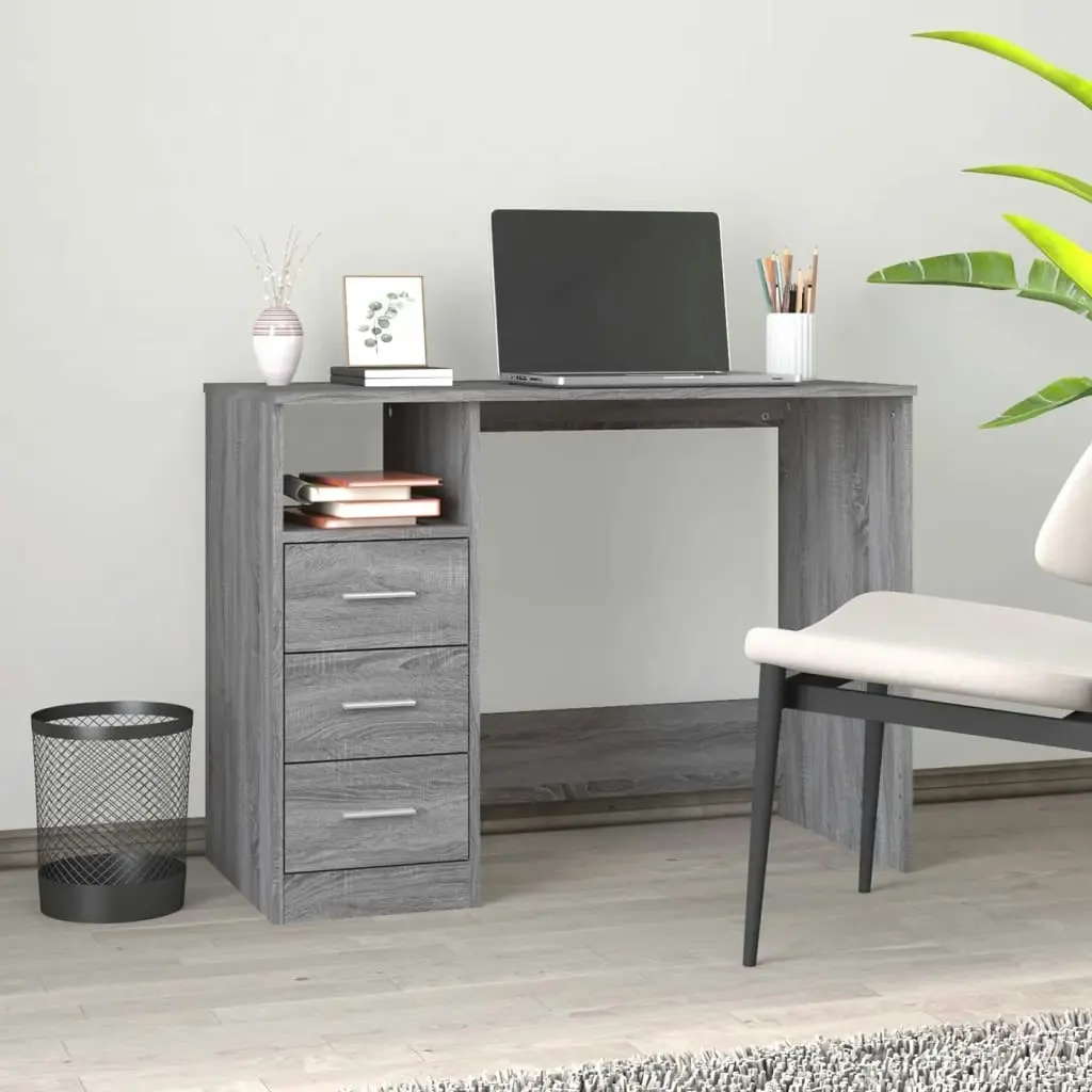 Desk with Drawers Grey Sonoma 102x50x76 cm Engineered Wood 823038