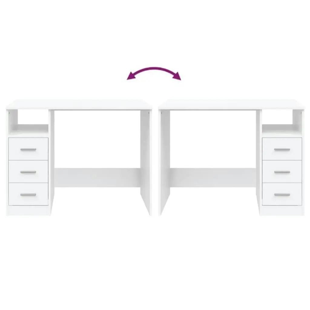 Desk with Drawers White 102x50x76 cm Engineered Wood 823032