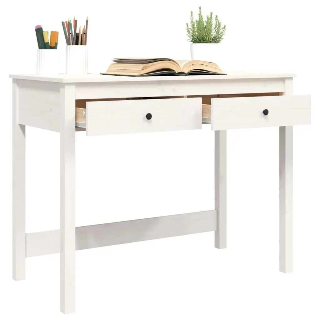 Desk with Drawers White 100x50x78 cm Solid Wood Pine 824644