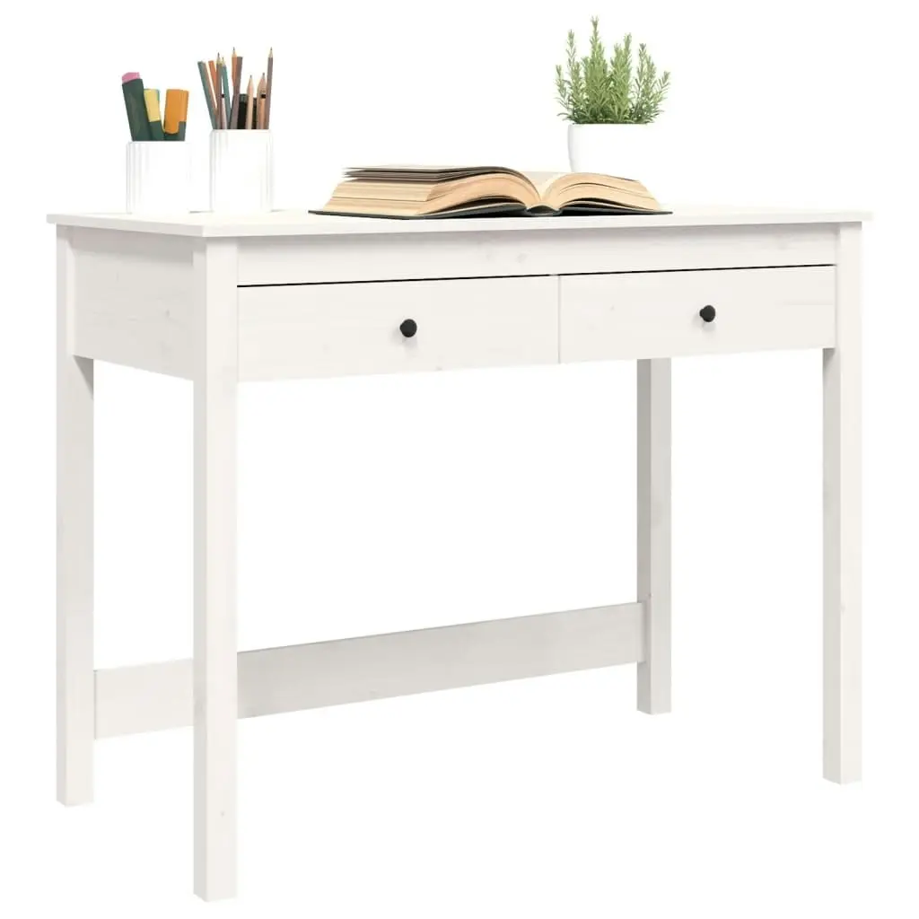 Desk with Drawers White 100x50x78 cm Solid Wood Pine 824644