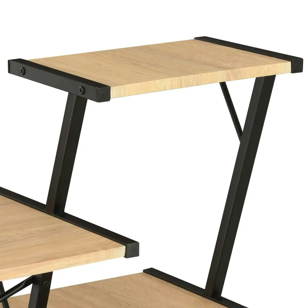 Desk with Shelf Black and Oak 116x50x93 cm 20289