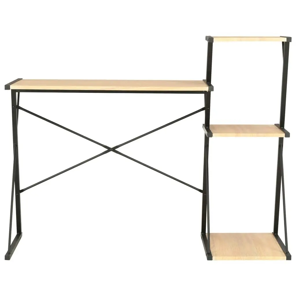 Desk with Shelf Black and Oak 116x50x93 cm 20289