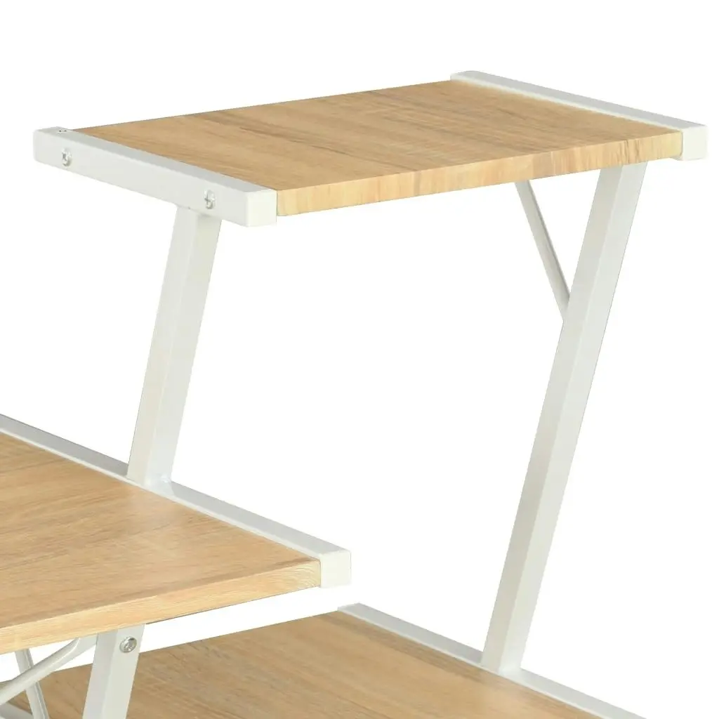 Desk with Shelf White and Oak 116x50x93 cm 20291