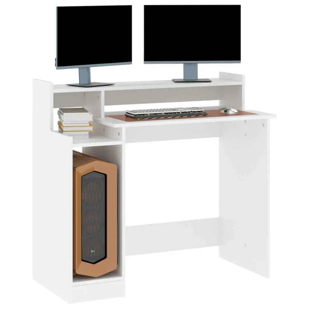 Desk with LED Lights White 97x45x90 cm Engineered Wood 805552