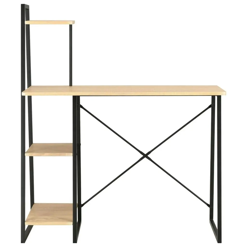 Desk with Shelving Unit Black and Oak 102x50x117 cm 20284