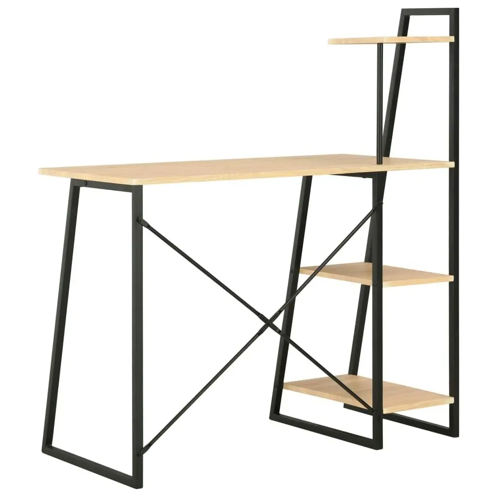 Desk with Shelving Unit Black and Oak 102x50x117 cm 20284