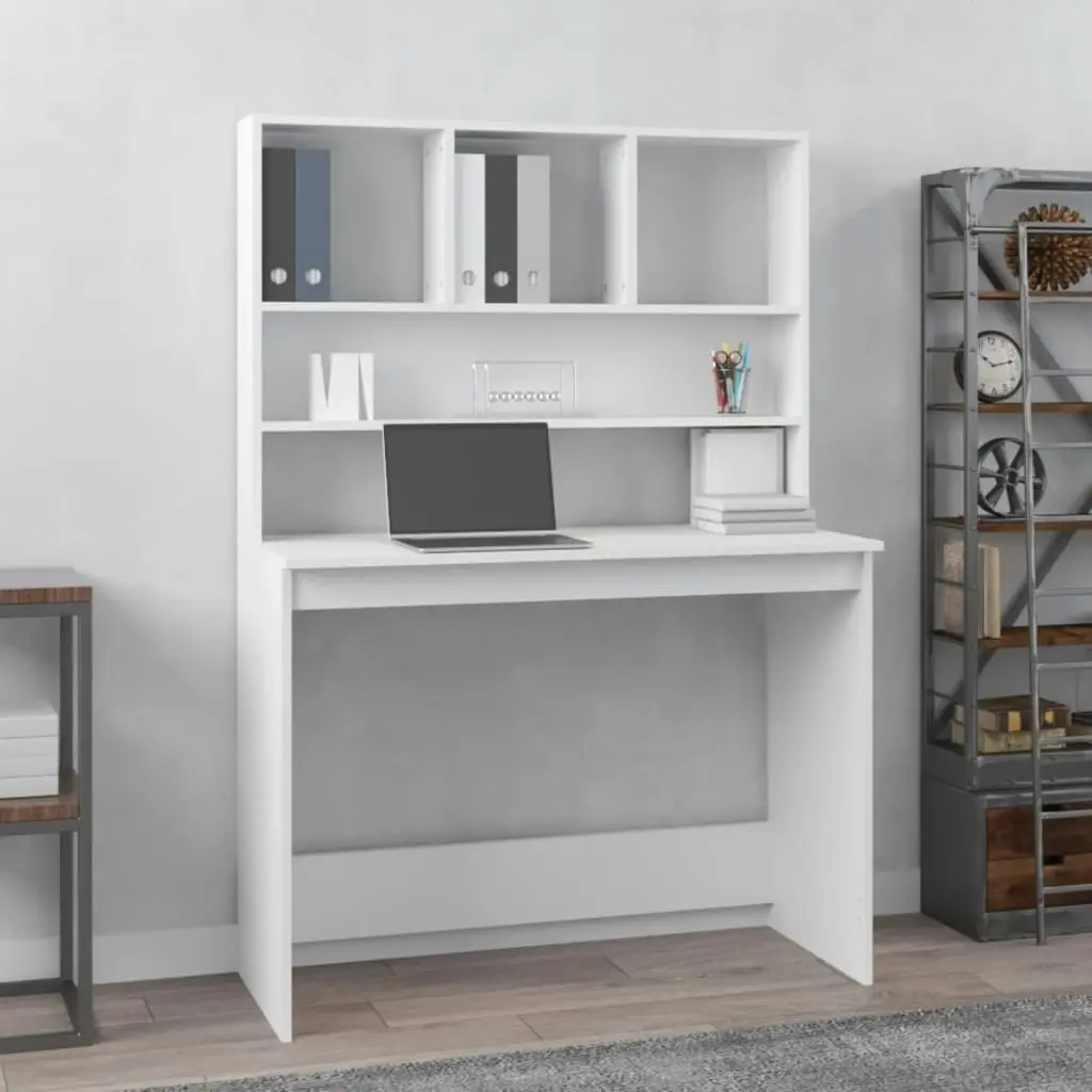 Desk with Shelves White 102x45x148 cm Engineered Wood 823000