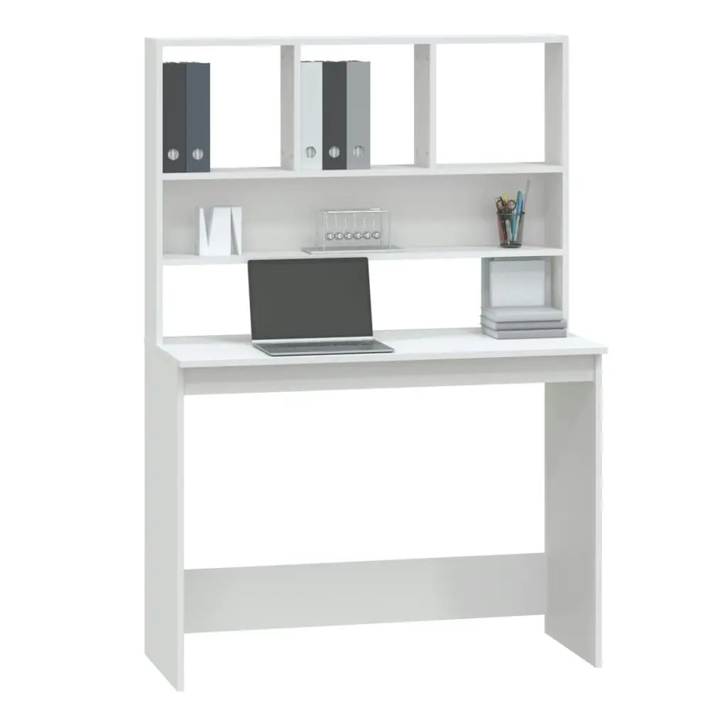 Desk with Shelves White 102x45x148 cm Engineered Wood 823000