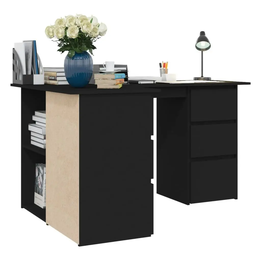 Corner Desk Black 145x100x76 cm Engineered Wood 801090