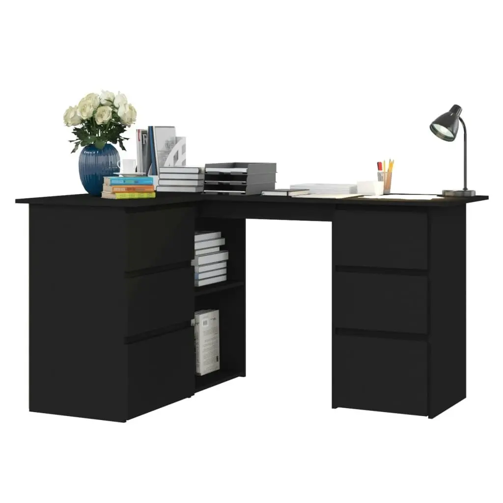 Corner Desk Black 145x100x76 cm Engineered Wood 801090