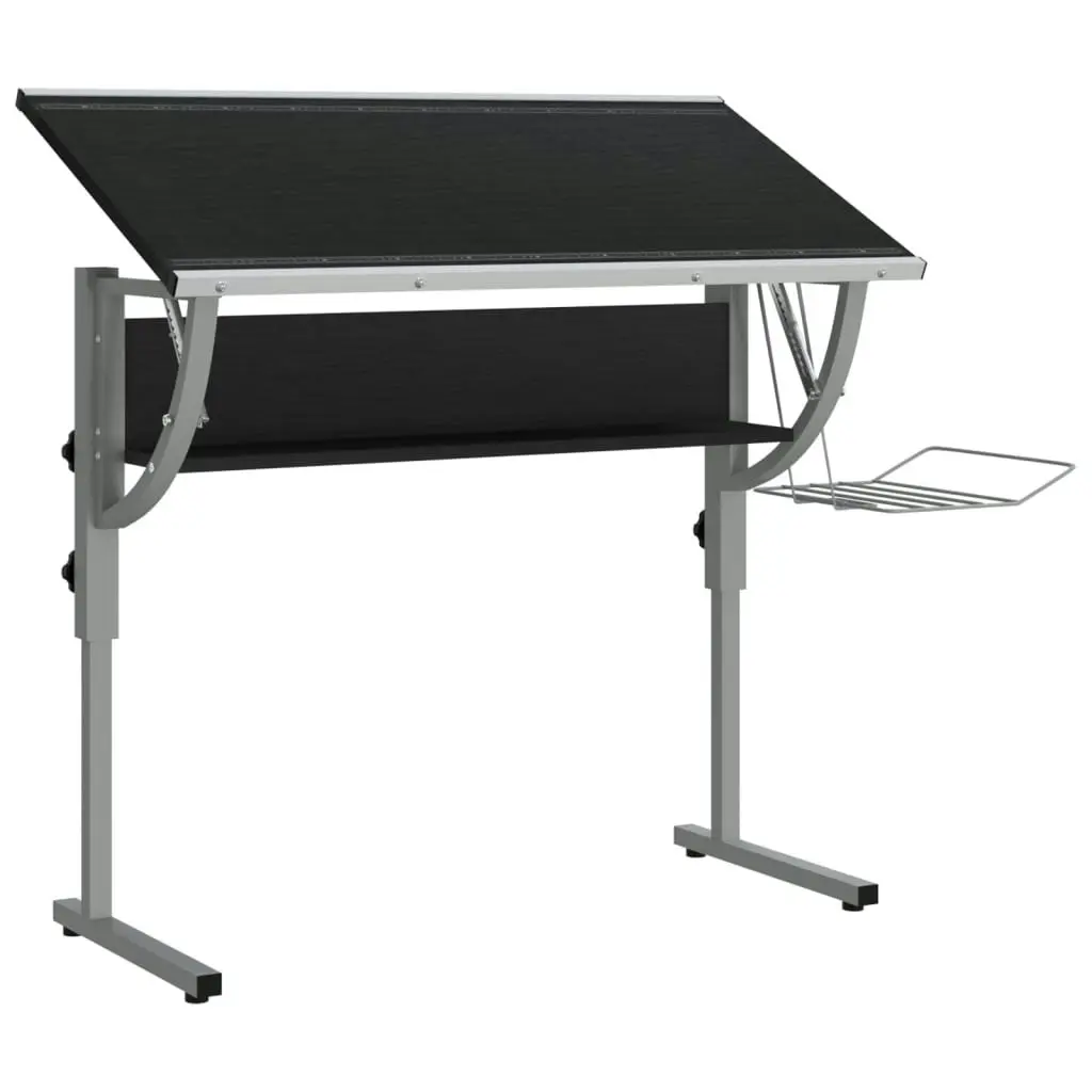 Craft Desk Black and Grey 110x53x(58-87) cm Engineered Wood and Steel 340929