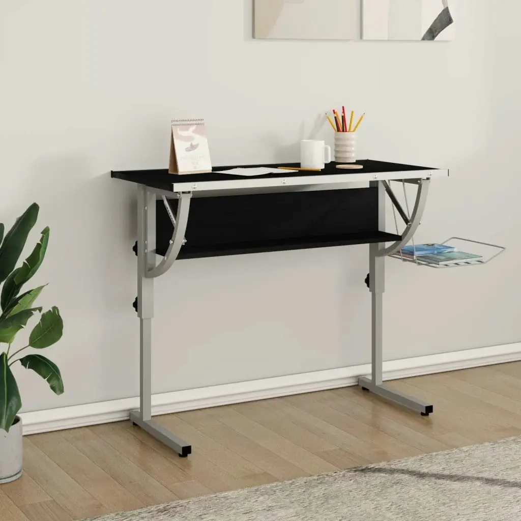 Craft Desk Black and Grey 110x53x(58-87) cm Engineered Wood and Steel 340929