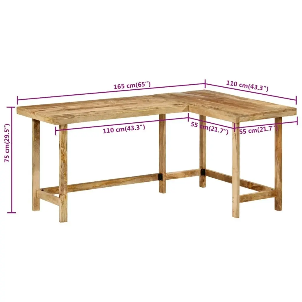 Desk 165x110x75 cm Solid Wood Mango 353334