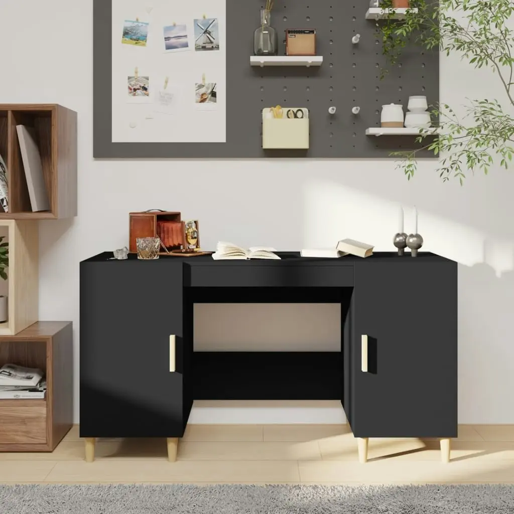 Desk Black 140x50x75 cm Engineered Wood 812763