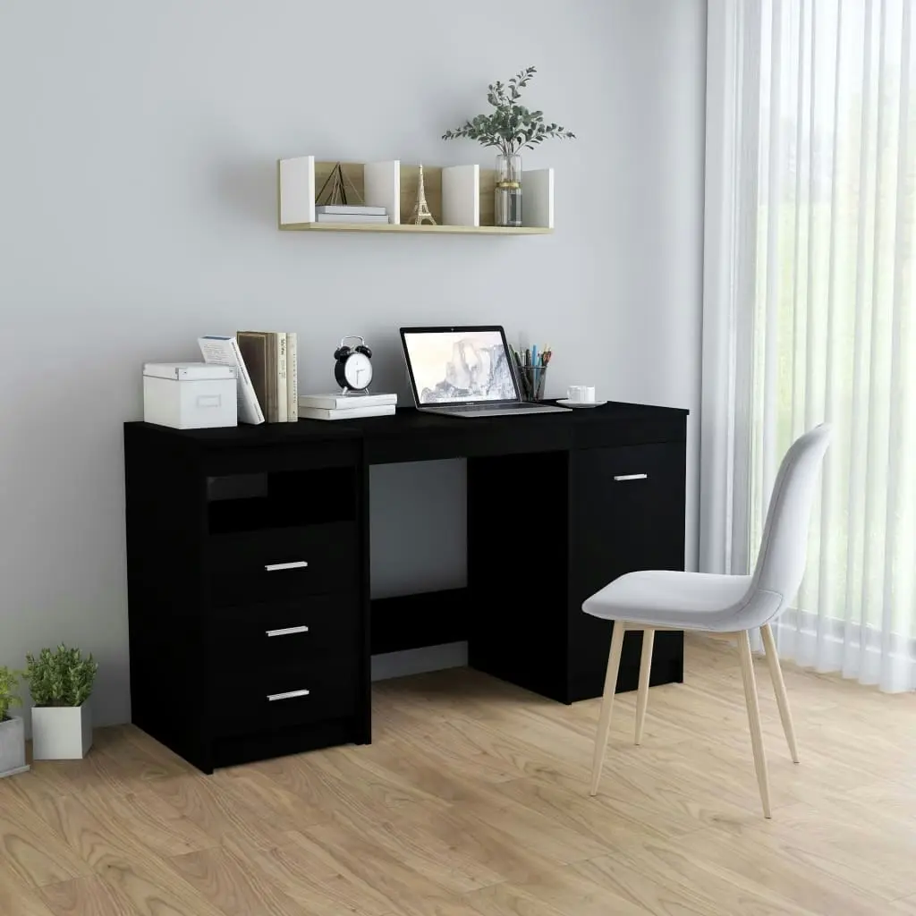 Desk Black 140x50x76 cm Engineered Wood 3054781