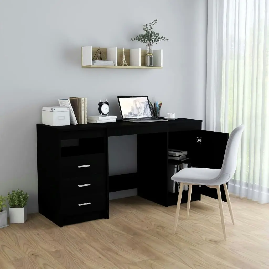 Desk Black 140x50x76 cm Engineered Wood 3054781