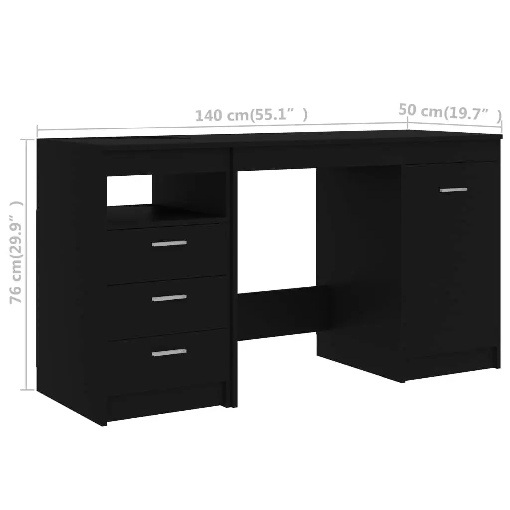 Desk Black 140x50x76 cm Engineered Wood 3054781