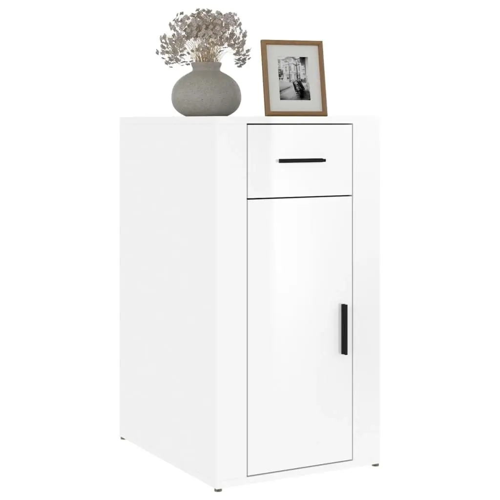 Desk Cabinet High Gloss White 40x49x75 cm Engineered Wood 816794