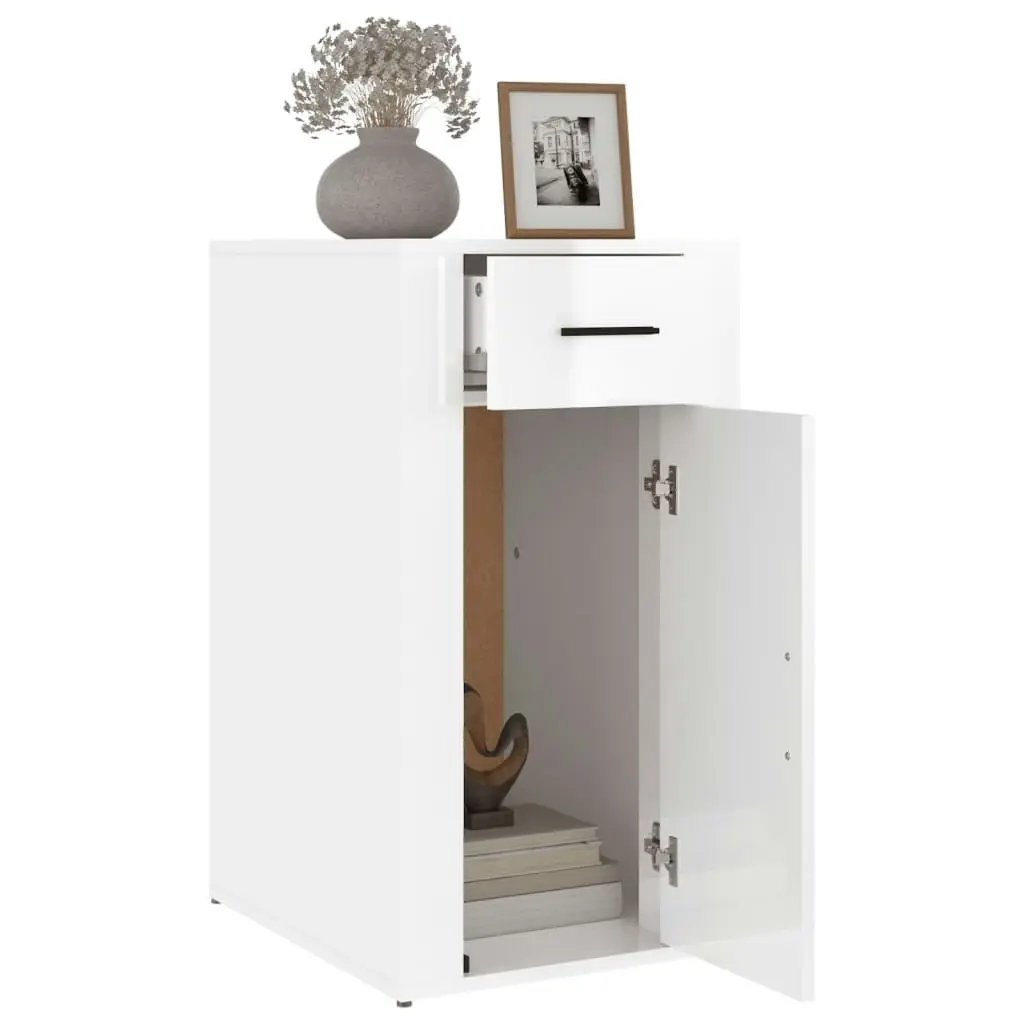 Desk Cabinet High Gloss White 40x49x75 cm Engineered Wood 816794