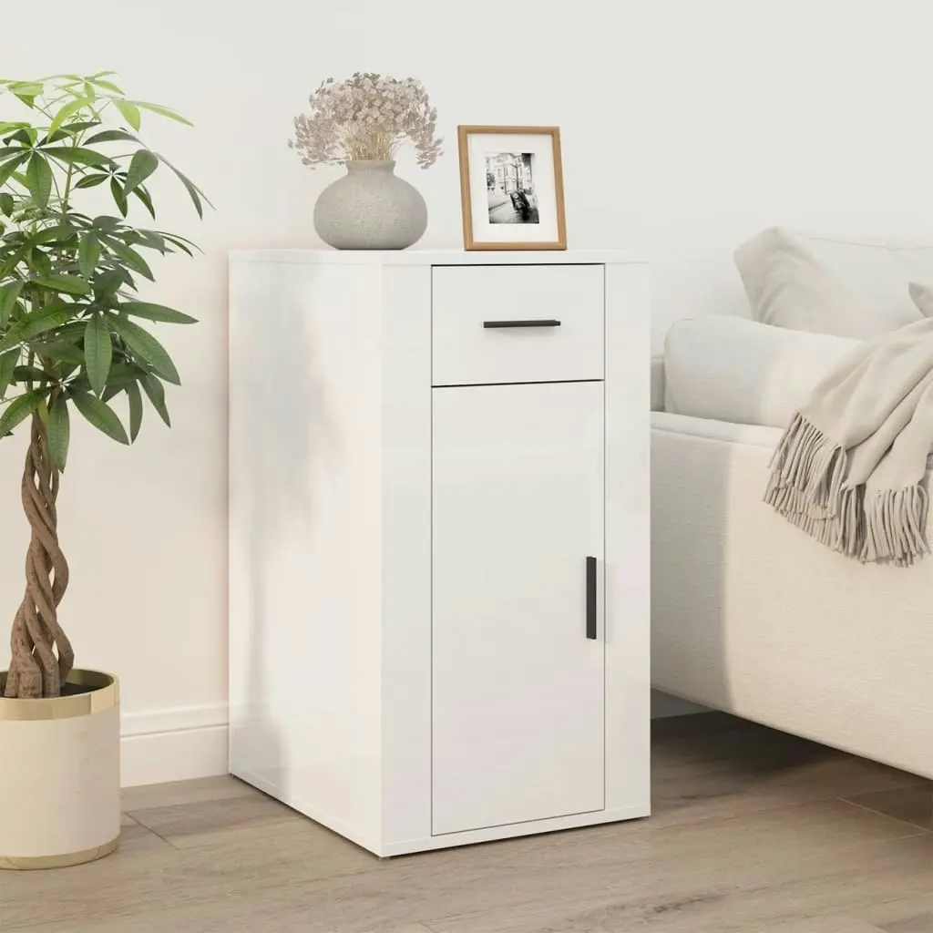 Desk Cabinet High Gloss White 40x49x75 cm Engineered Wood 816794