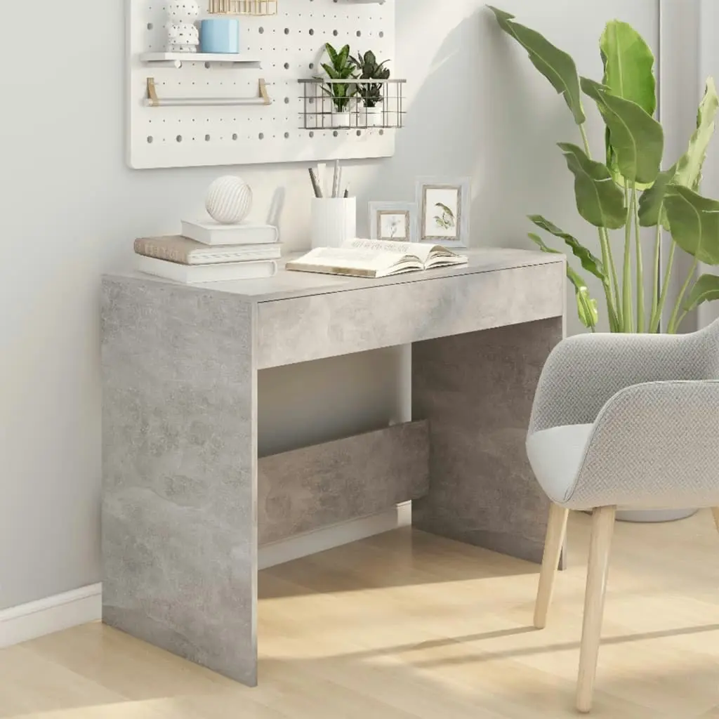 Desk Concrete Grey 101x50x76.5 cm Engineered Wood 809561