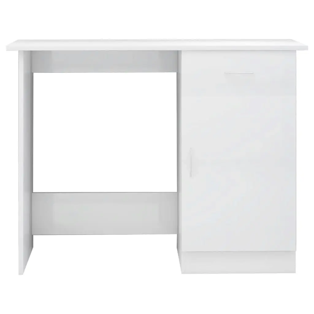 Desk High Gloss White 100x50x76 cm Engineered Wood 801086