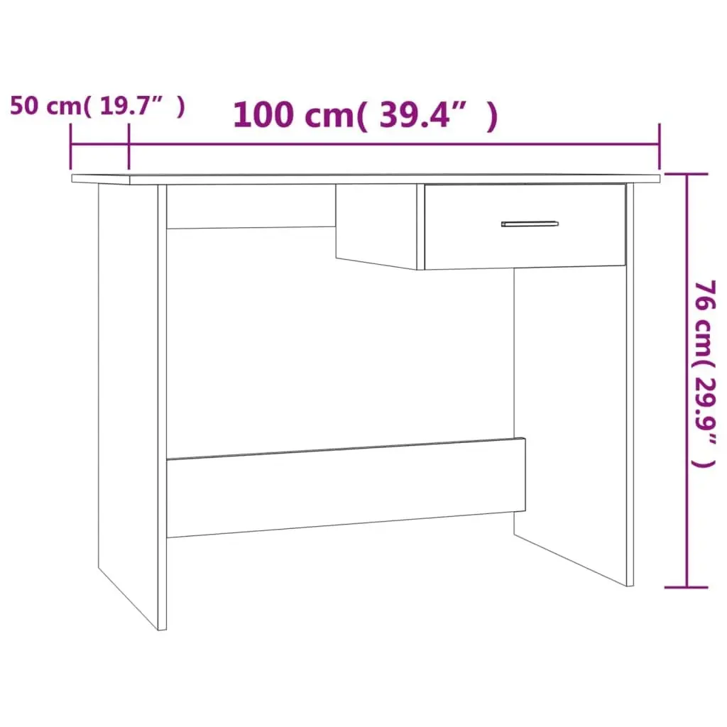 Desk Sonoma Oak 100x50x76 cm Engineered Wood 800552