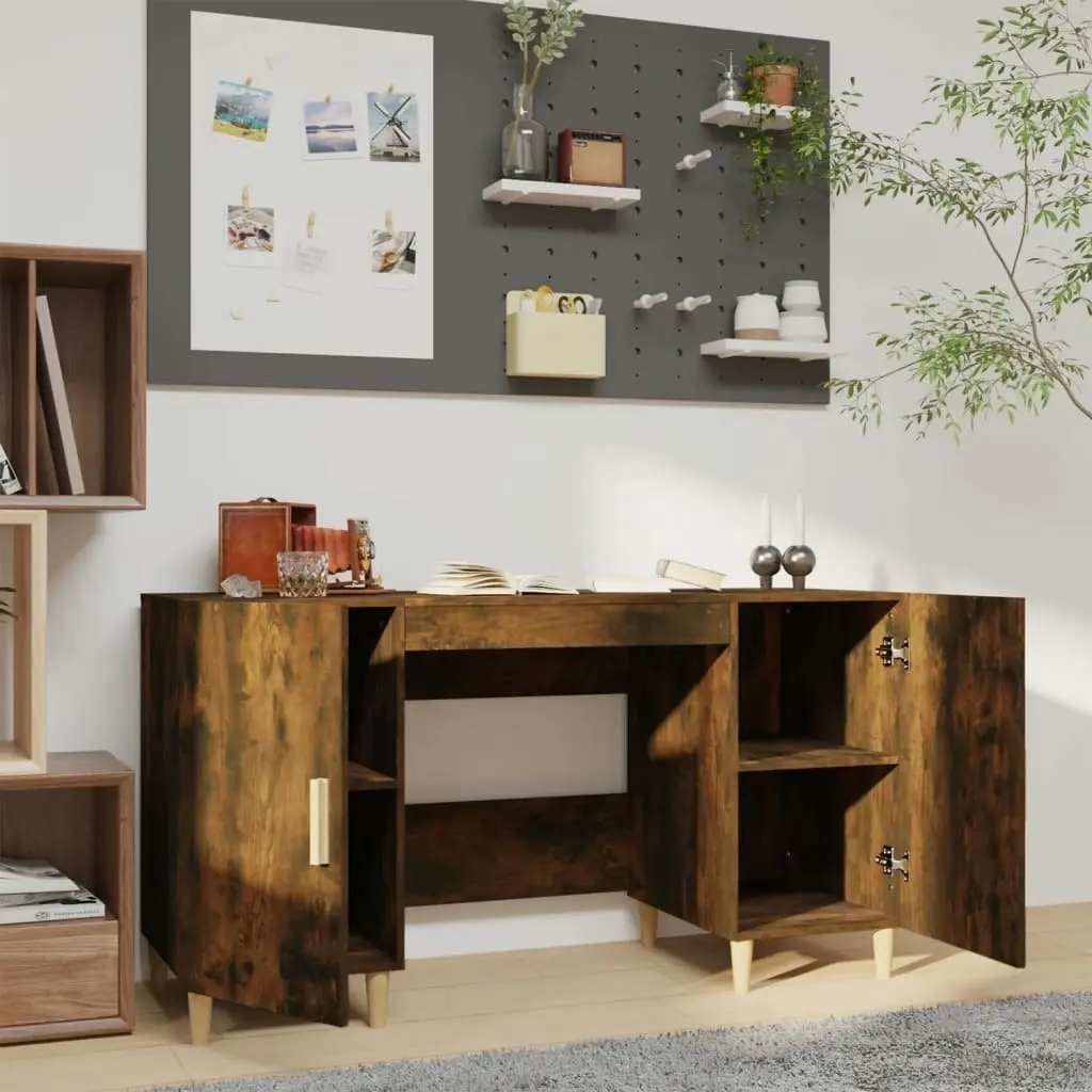 Desk Smoked Oak 140x50x75 cm Engineered Wood 817549