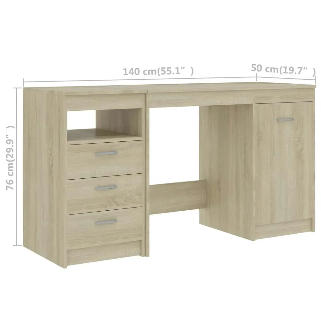 Desk Sonoma Oak 140x50x76 cm Engineered Wood 3054783