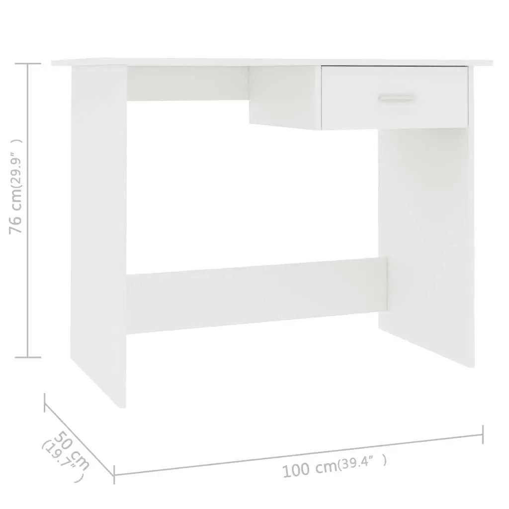 Desk White 100x50x76 cm Engineered Wood 800549