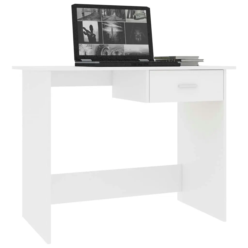 Desk White 100x50x76 cm Engineered Wood 800549