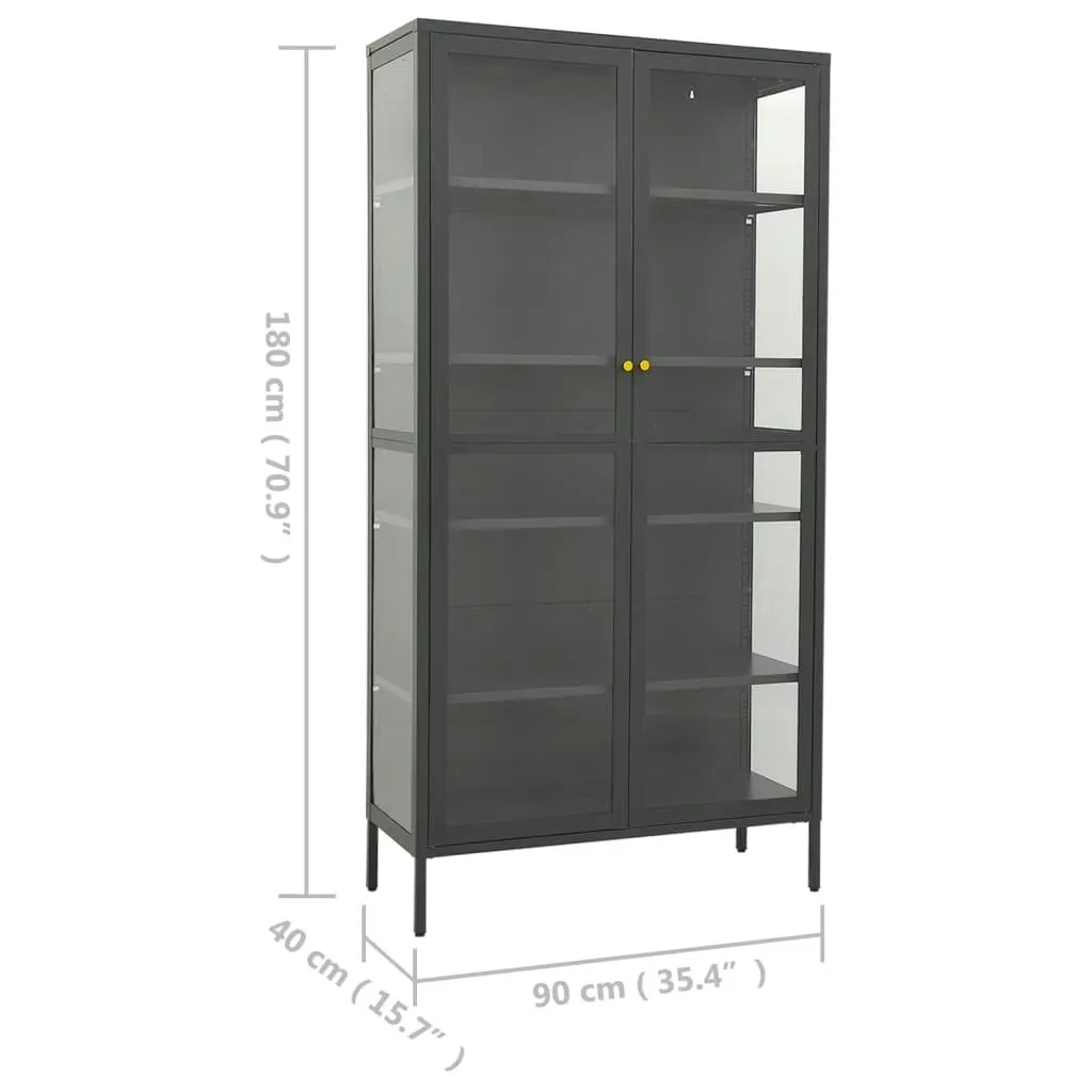 Display Cabinet Anthracite 90x40x180 cm Steel and Tempered Glass 336081