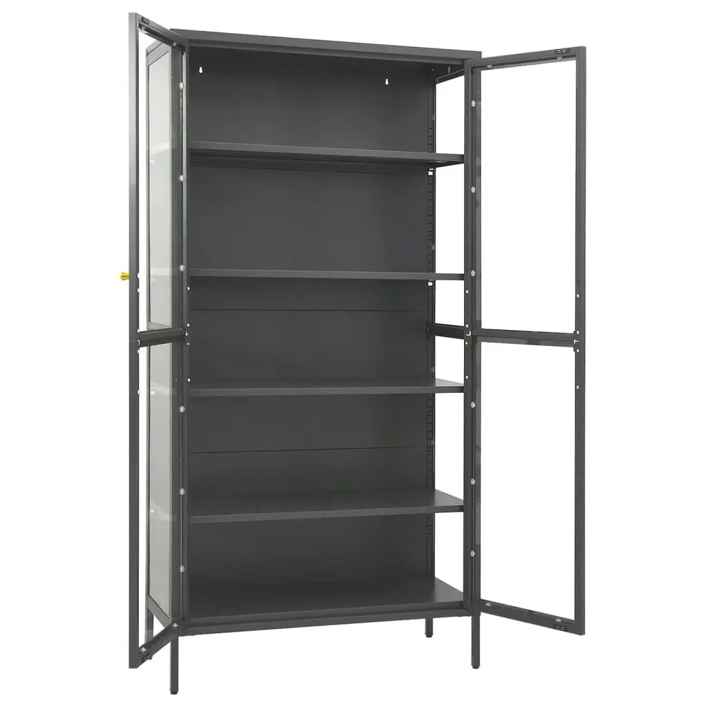 Display Cabinet Anthracite 90x40x180 cm Steel and Tempered Glass 336081