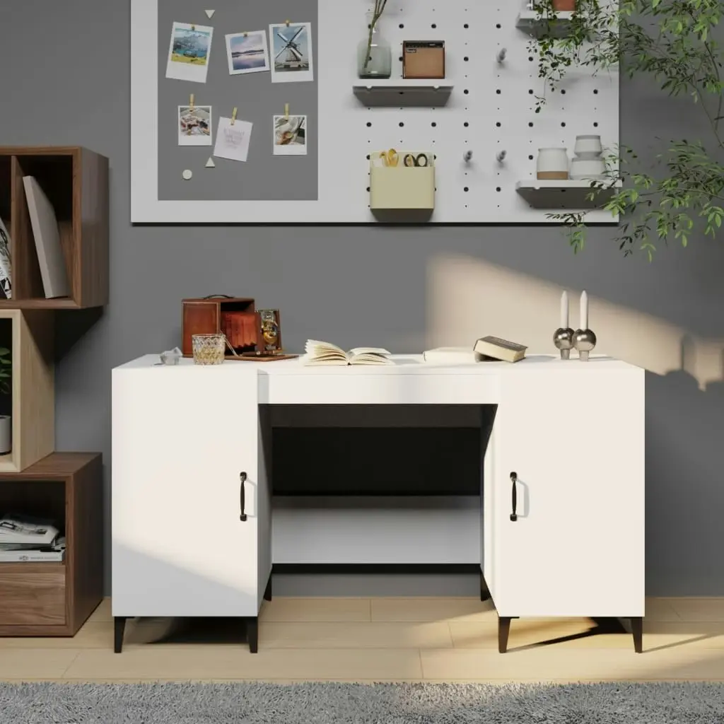 Desk White 140x50x75 cm Engineered Wood 812771