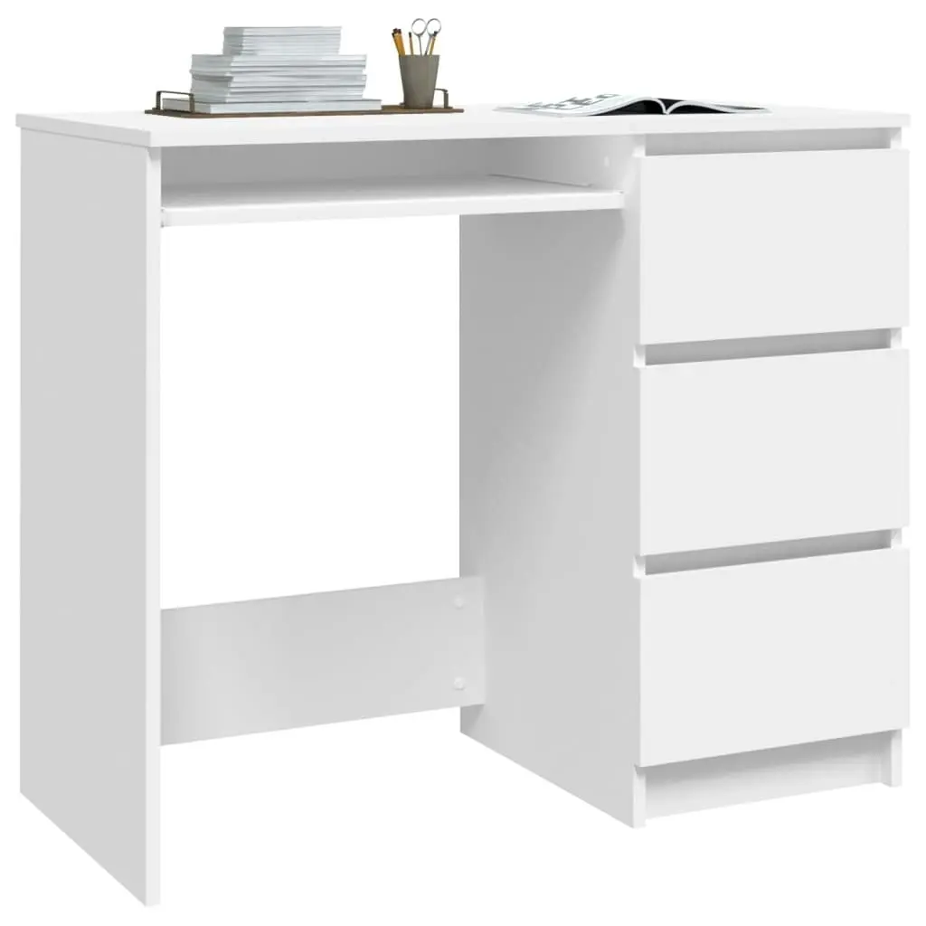 Desk White 90x45x76 cm Engineered Wood 801373