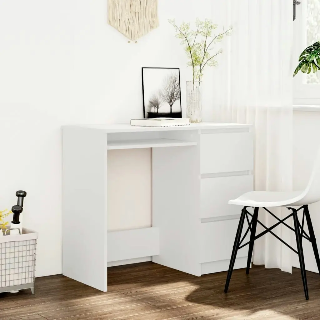 Desk White 90x45x76 cm Engineered Wood 801373