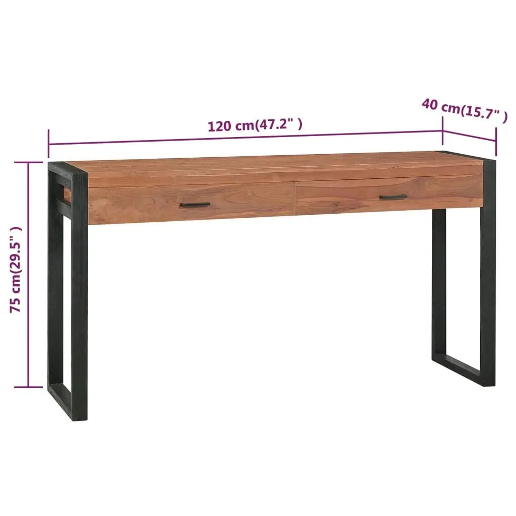 Desk with 2 Drawers 120x40x75 cm Solid Wood Teak 337919