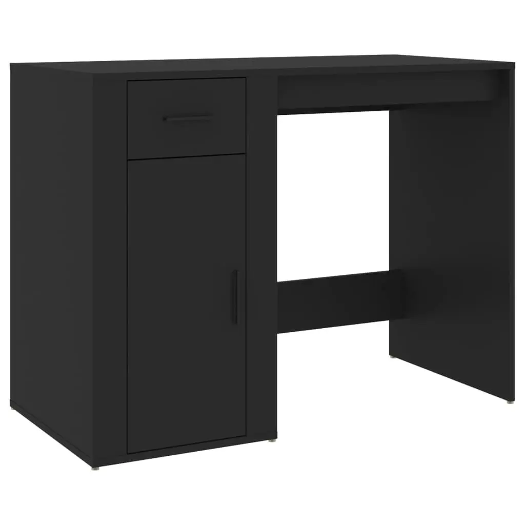 Desk with Cabinet Black Engineered Wood 3185432