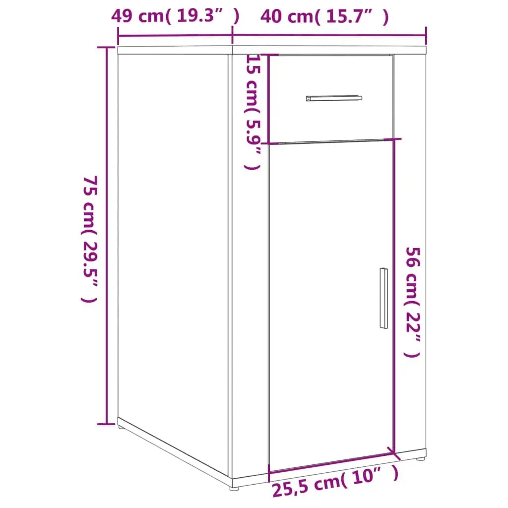 Desk with Cabinet Black Engineered Wood 3185432