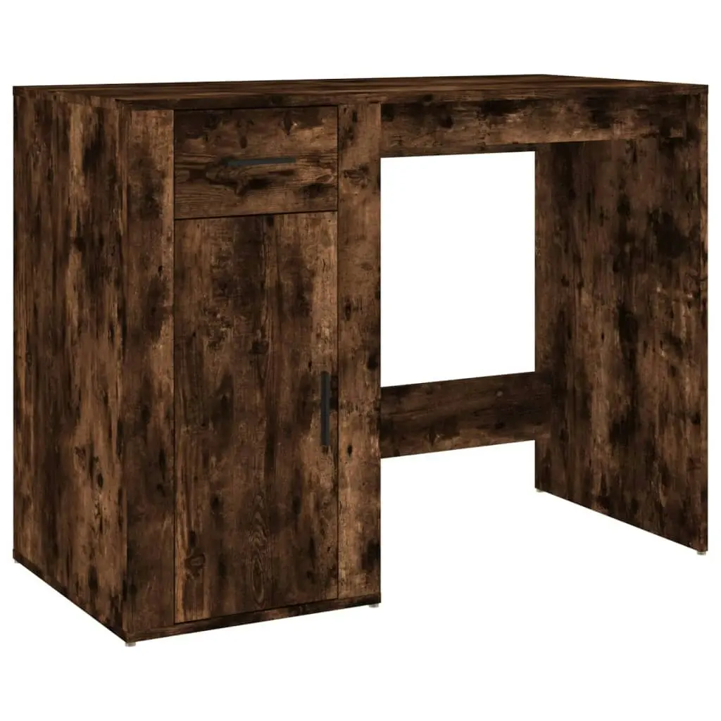 Desk with Cabinet Smoked Oak Engineered Wood 3185436