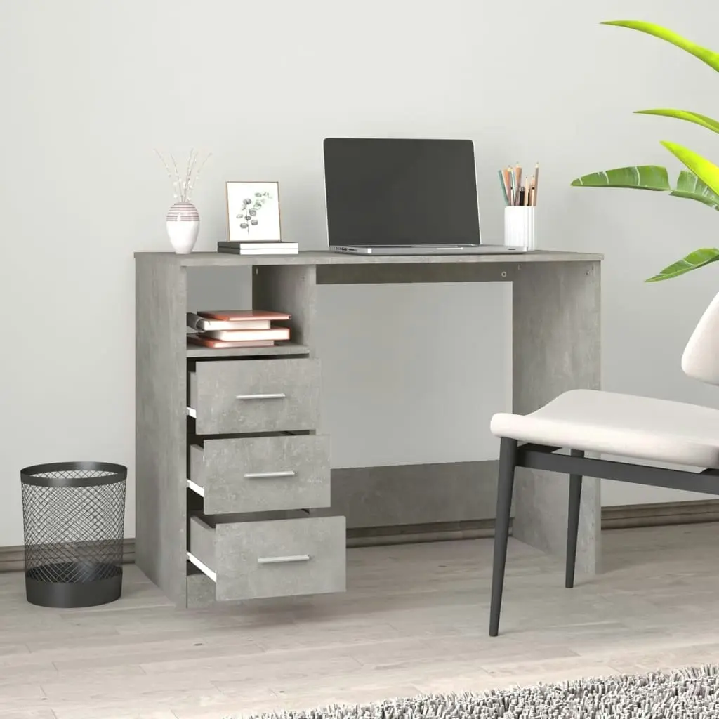 Desk with Drawers Concrete Grey 102x50x76 cm Engineered Wood 823036