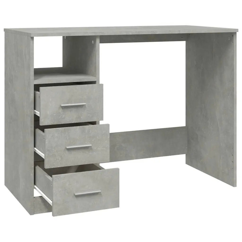 Desk with Drawers Concrete Grey 102x50x76 cm Engineered Wood 823036